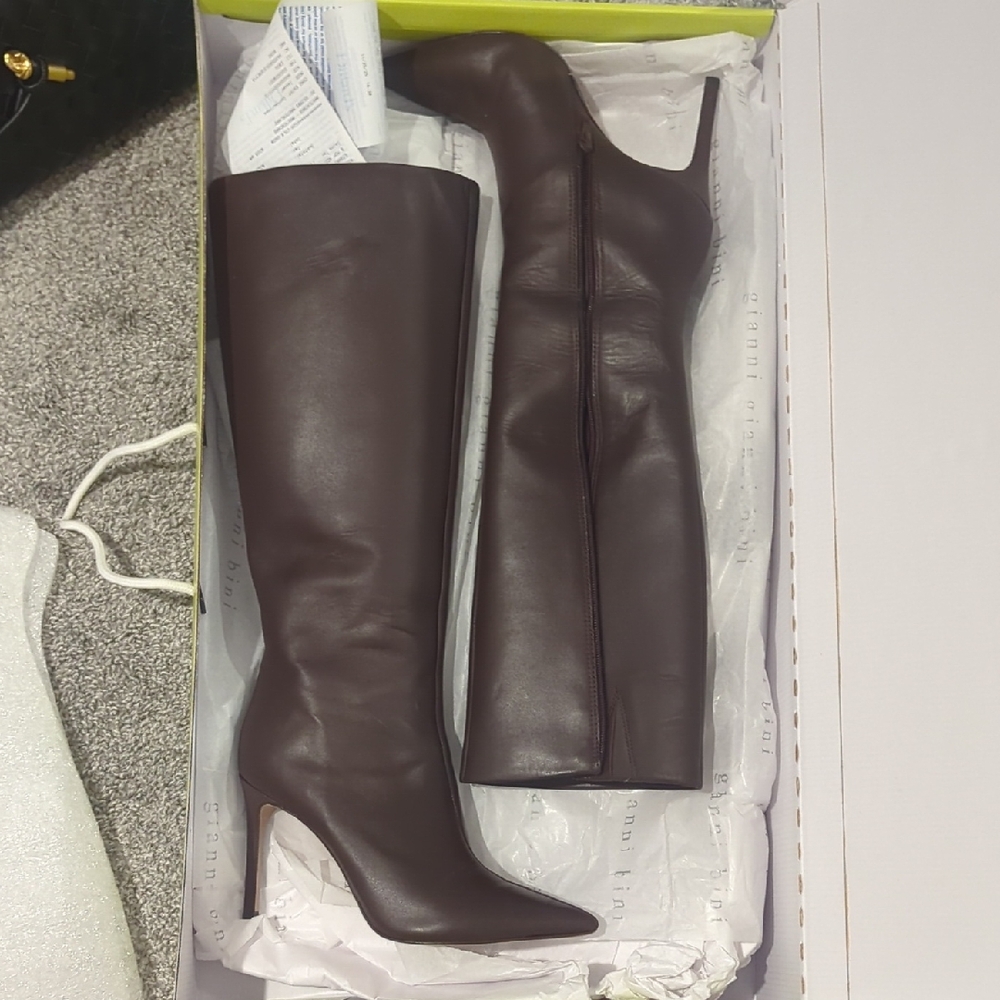 Gianni Bini Salah Leather Tall Stiletto Dress Boots - Picture 5 of 7